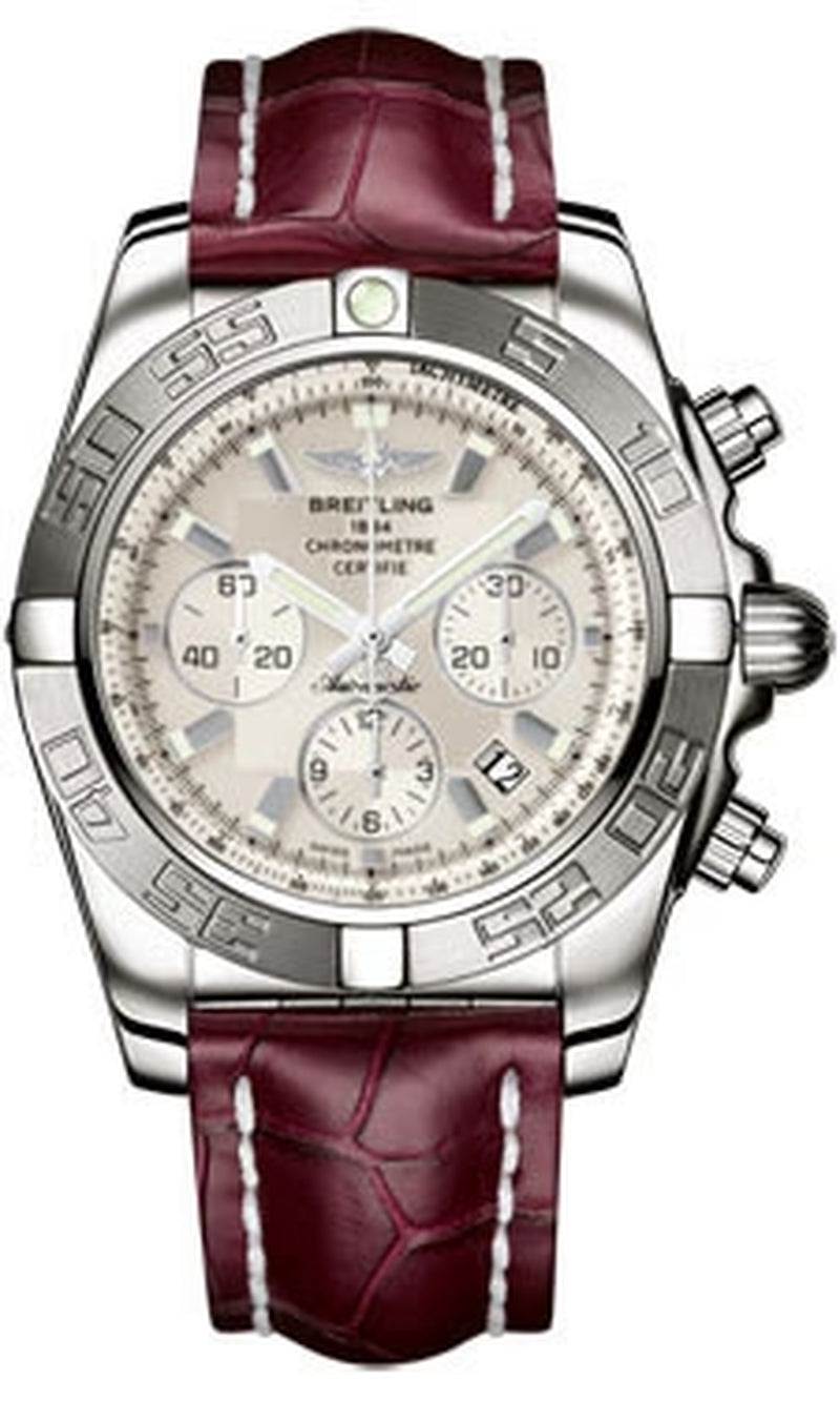 '- Chronomat 44 White Gold Polishted Bezel - Croco Strap