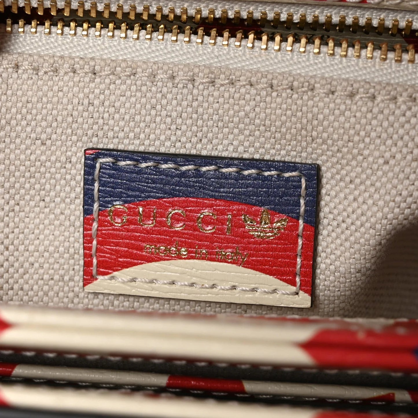 X adidas Shangai Calfskin Web Trefoil Interlocking G Small Horsebit 1955 Shoulder Bag Red White Blue