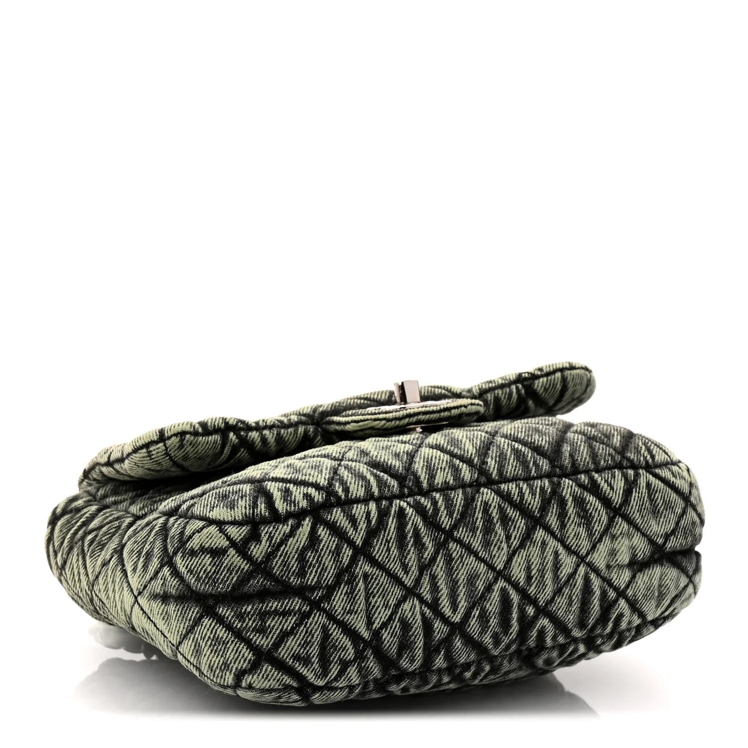 Washed Denim Quilted Small Denimpression Flap Green Black