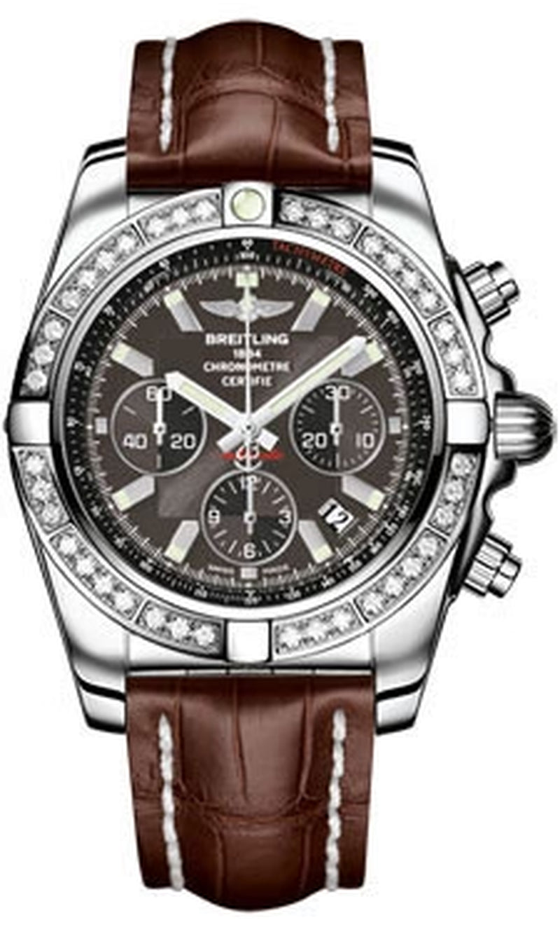 '- Chronomat 44 Steel 40 Diamond Bezel - Croco Strap