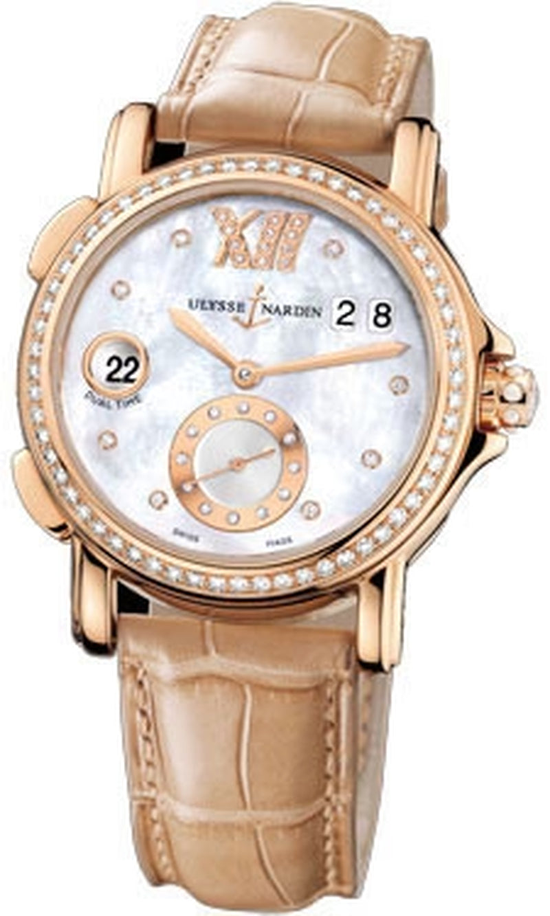 '- Dual Time Lady - Rose Gold - Leather Strap