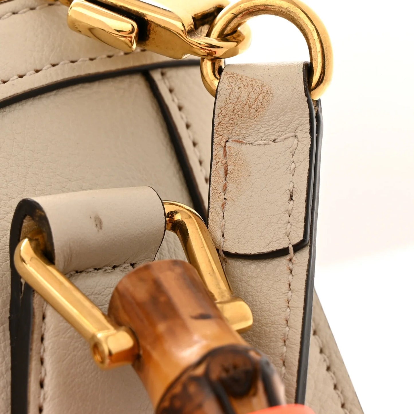 Wonka Mini Diana Tote Bag in Mystic White and Orange Fluo Calfskin