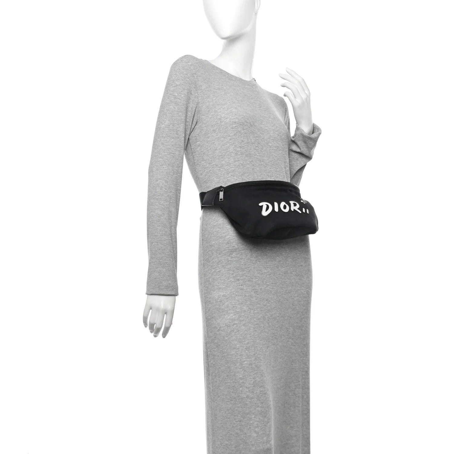 X KAWS Nylon Calfskin Bee Belt Bag Black