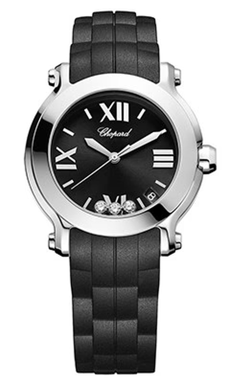 '- Happy Sport - round Medium - Stainless Steel - Rubber Strap