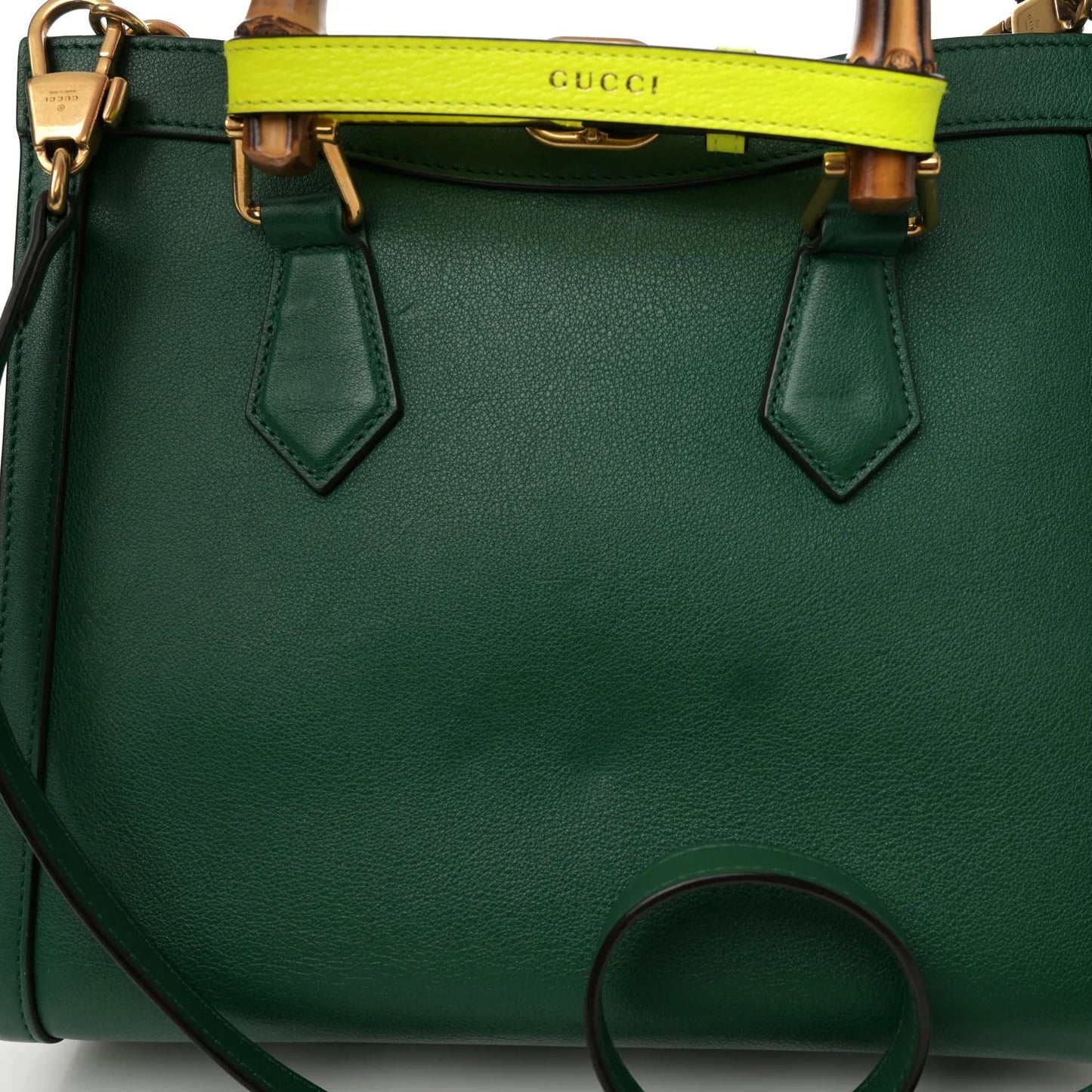 Wonka Grain Calfskin Small Diana Tote Bag Green Yellow Fluo