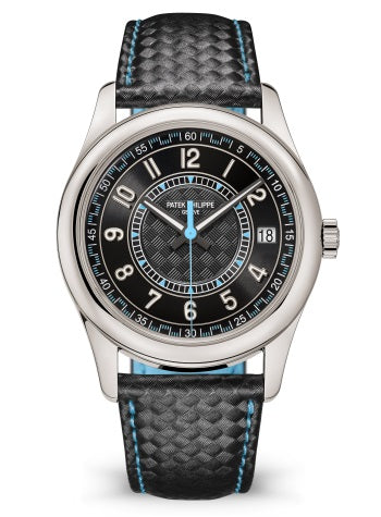 Patek Philippe Calatrava Date Sweep Seconds White Gold Black Carbon Motif Dial Sky Blue 6007G-011