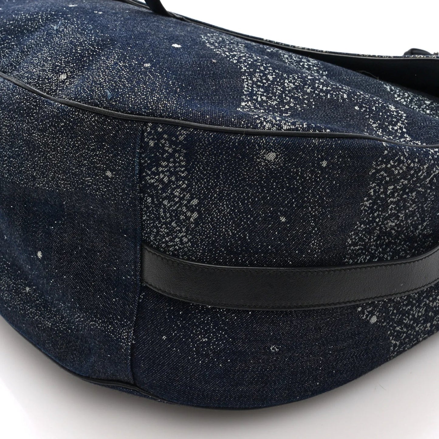 X PETER DOIG Denim Printed Saddle Soft Bag Black Multicolor