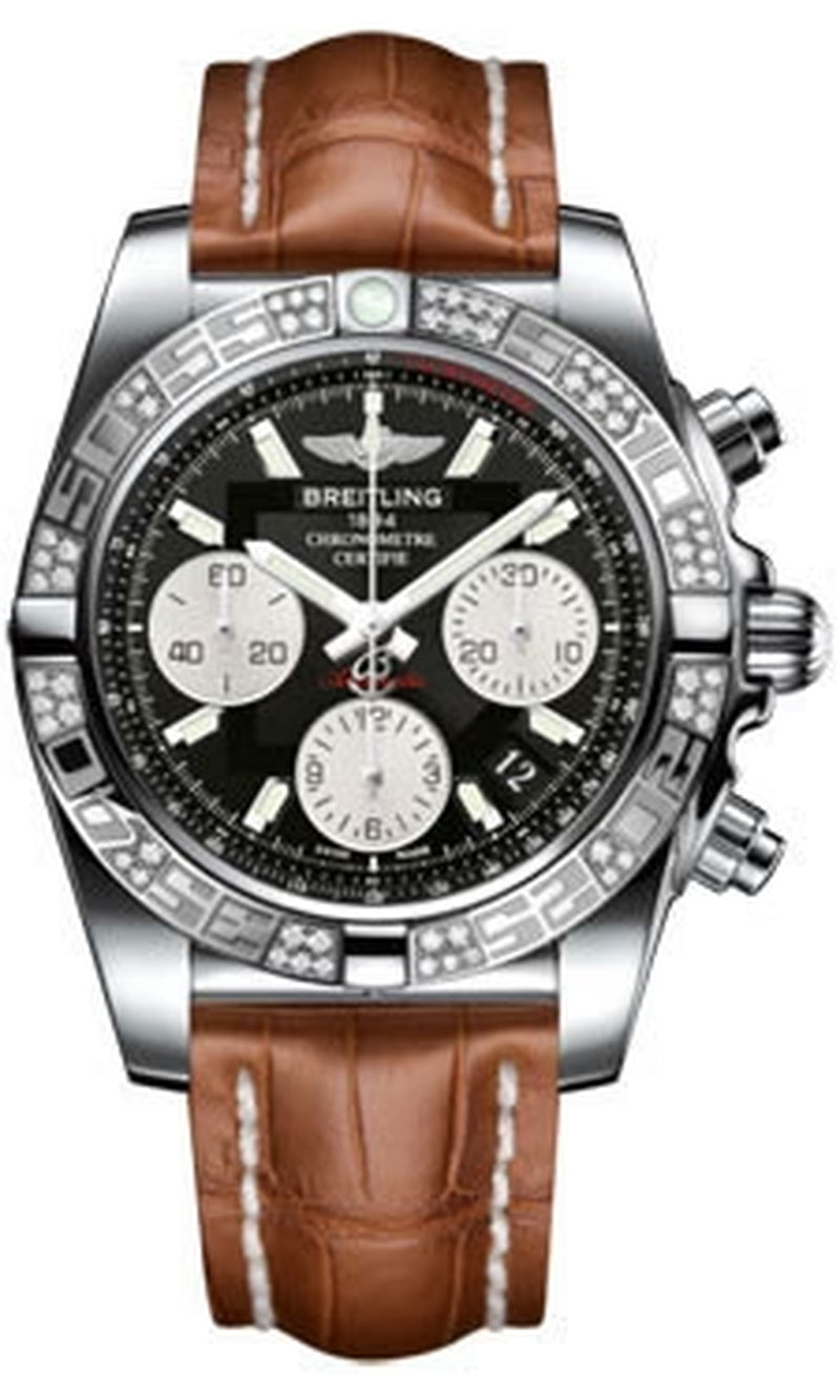 '- Chronomat 41 Steel Diamond Bezel - Croco Strap