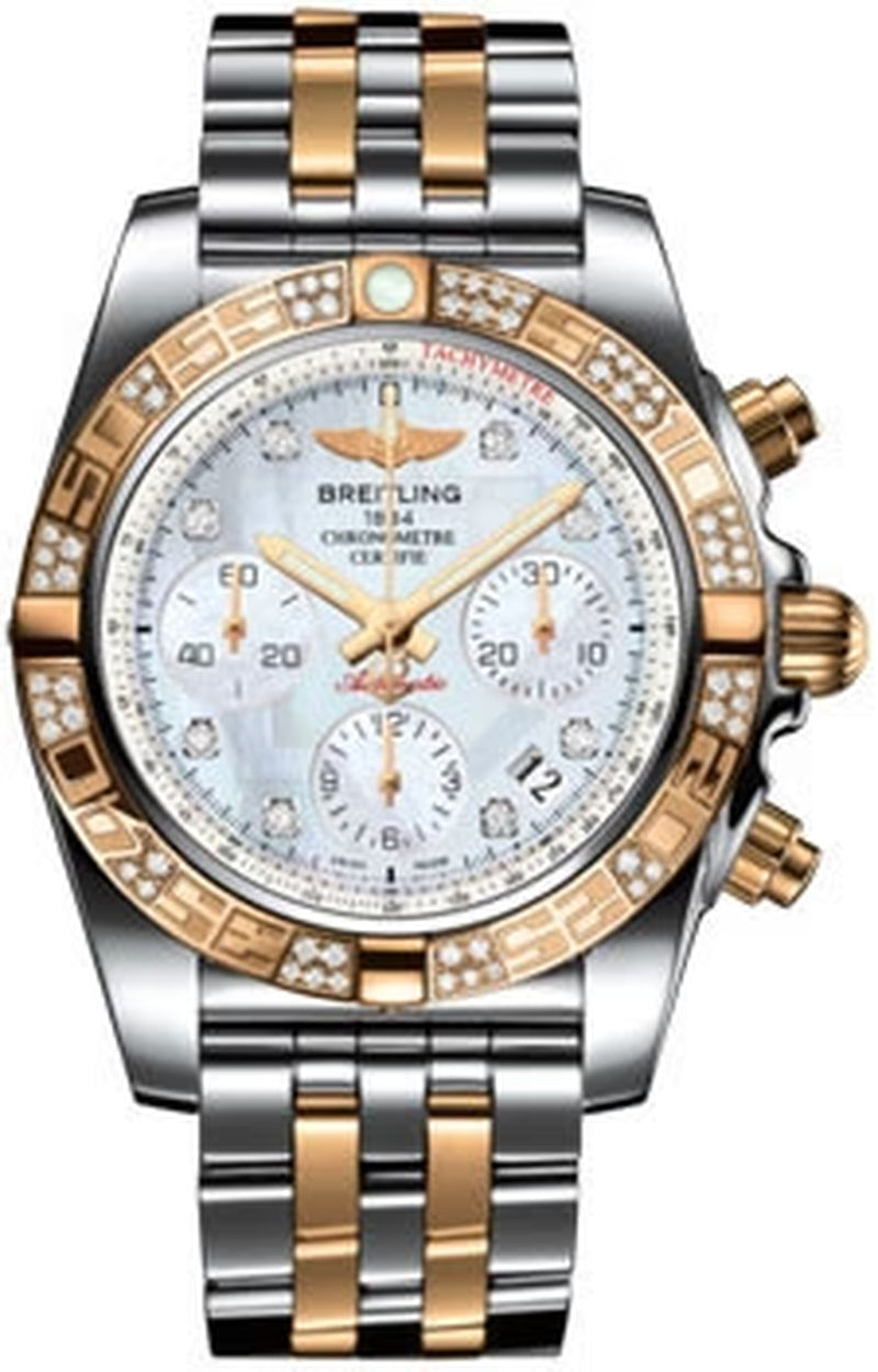 '- Chronomat 41 Steel and Gold Diamond Bezel - Steel and Gold Pilot Bracelet