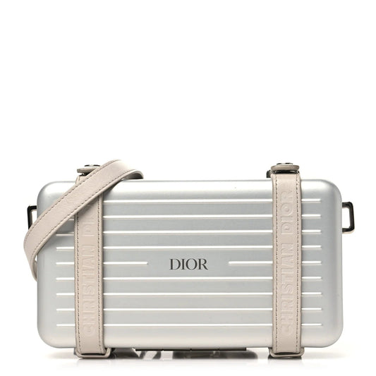 X RIMOWA Aluminum Personal Clutch on Strap Silver