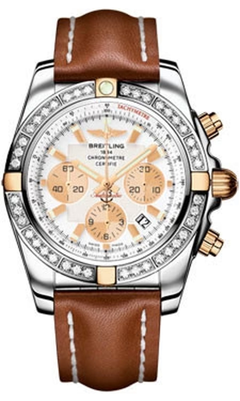 '- Chronomat 44 Two-Tone 40 Diamond Bezel - Leather Strap