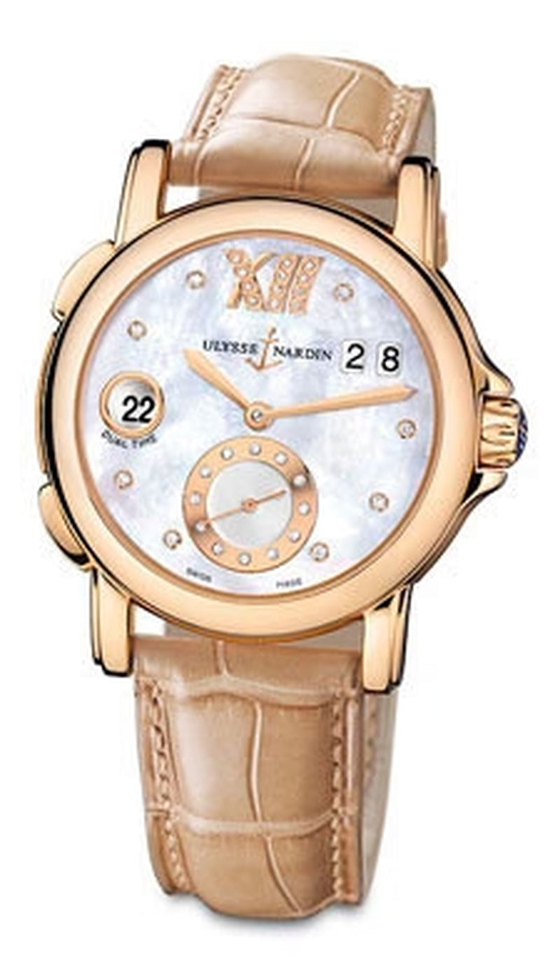 '- Dual Time Lady - Rose Gold - Leather Strap