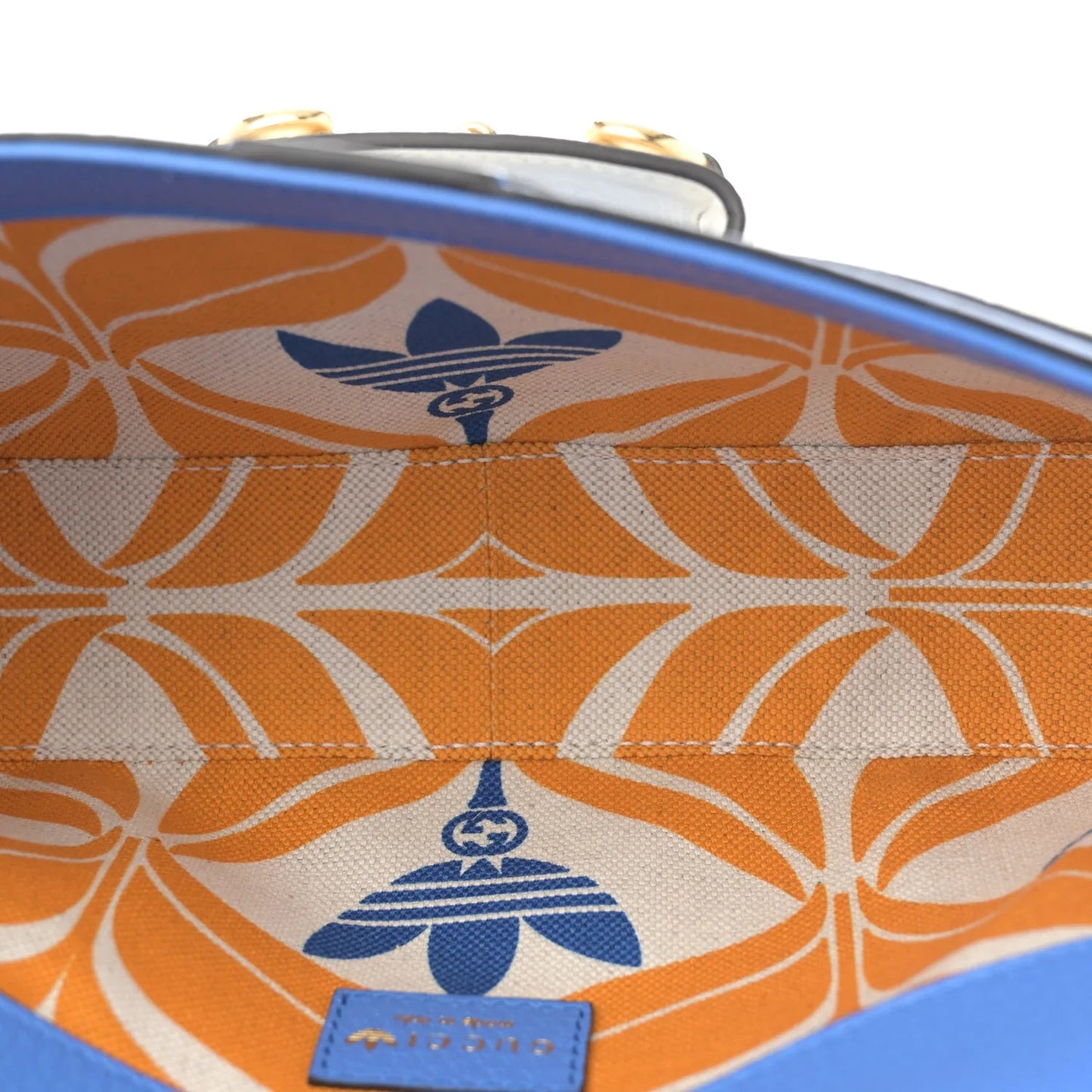 X adidas Textured Dollar Calfskin Web Small Trefoil Horsebit 1955 Shoulder Bag Blue off White