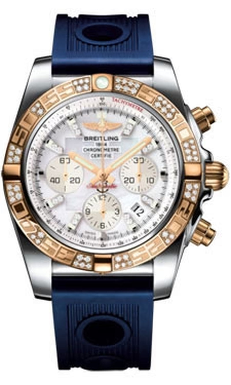 '- Chronomat 44 Steel and Rose Gold 60 Diamond Bezel - Ocean Racer Strap