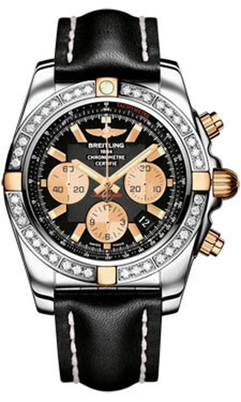 '- Chronomat 44 Two-Tone 40 Diamond Bezel - Leather Strap