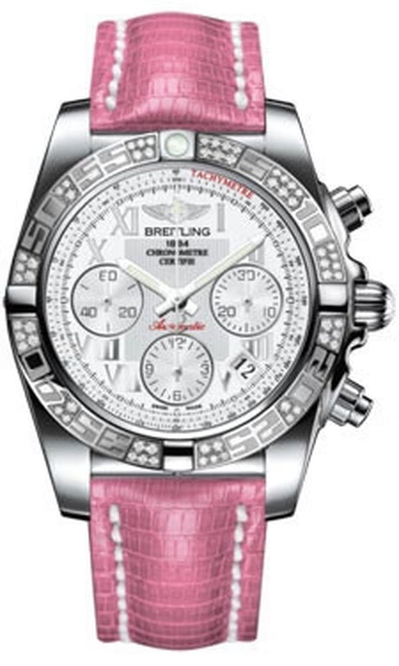 '- Chronomat 41 Steel Diamond Bezel - Lizard Strap