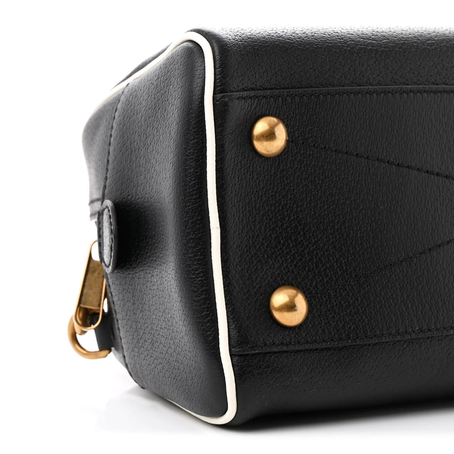 X adidas Textured Dollar Calfskin Web Trefoil Logo Embossed Mini Bowling Bag Black off White