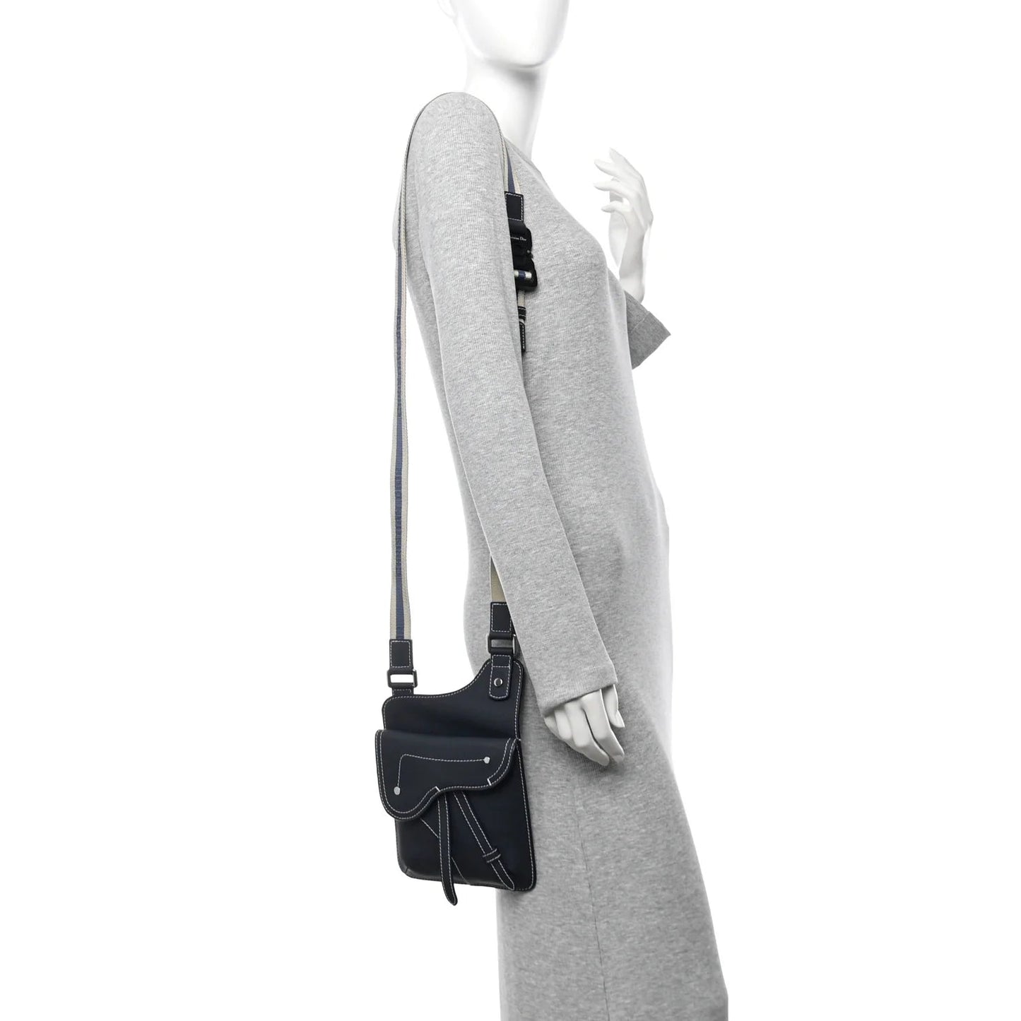 X KAWS Grained Calfskin Saddle Pouch Blue Multicolor