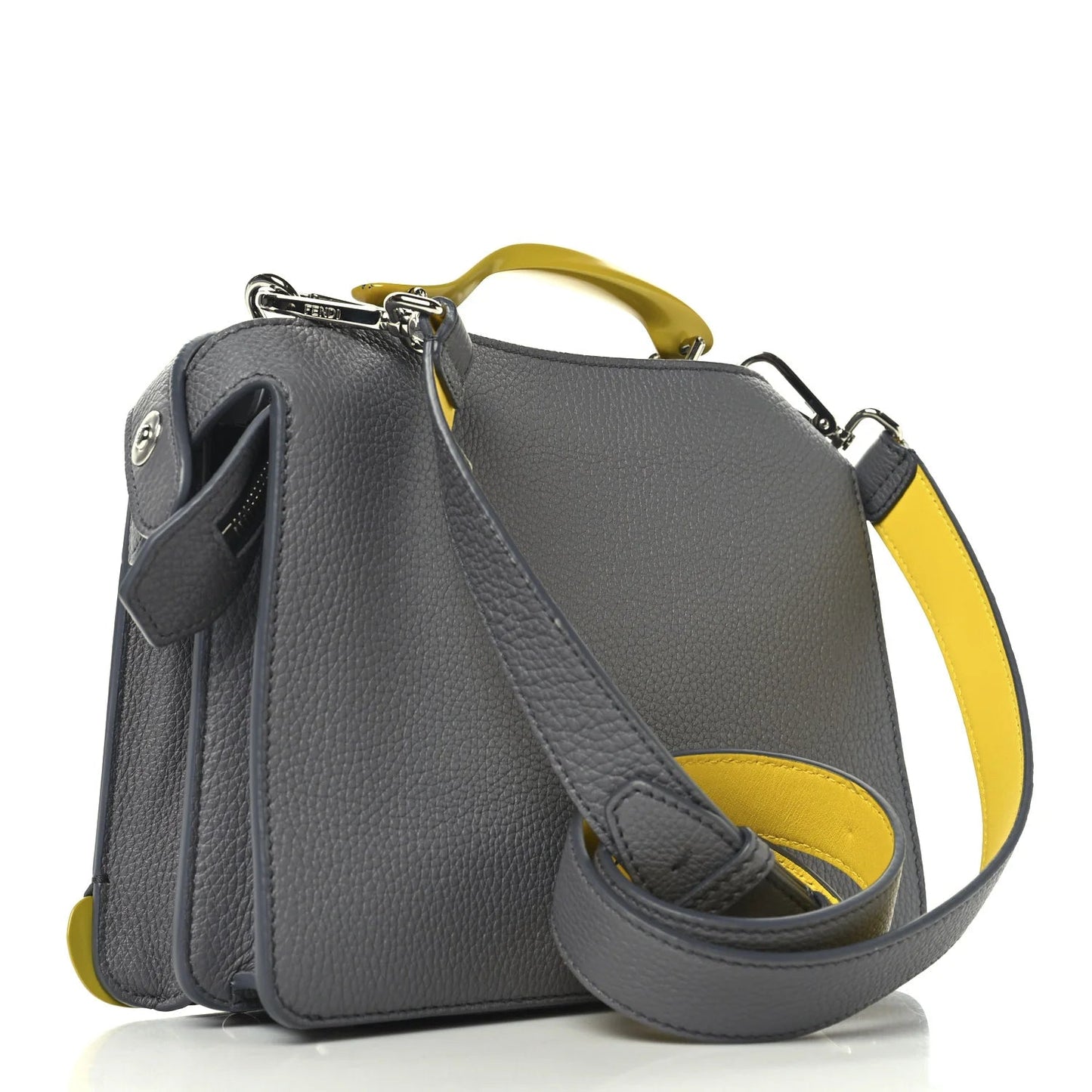 X MA YANSONG Cuoio Romano Aluminum Bi-Color Mini Peekaboo I SEE U Satchel Grey Yellow