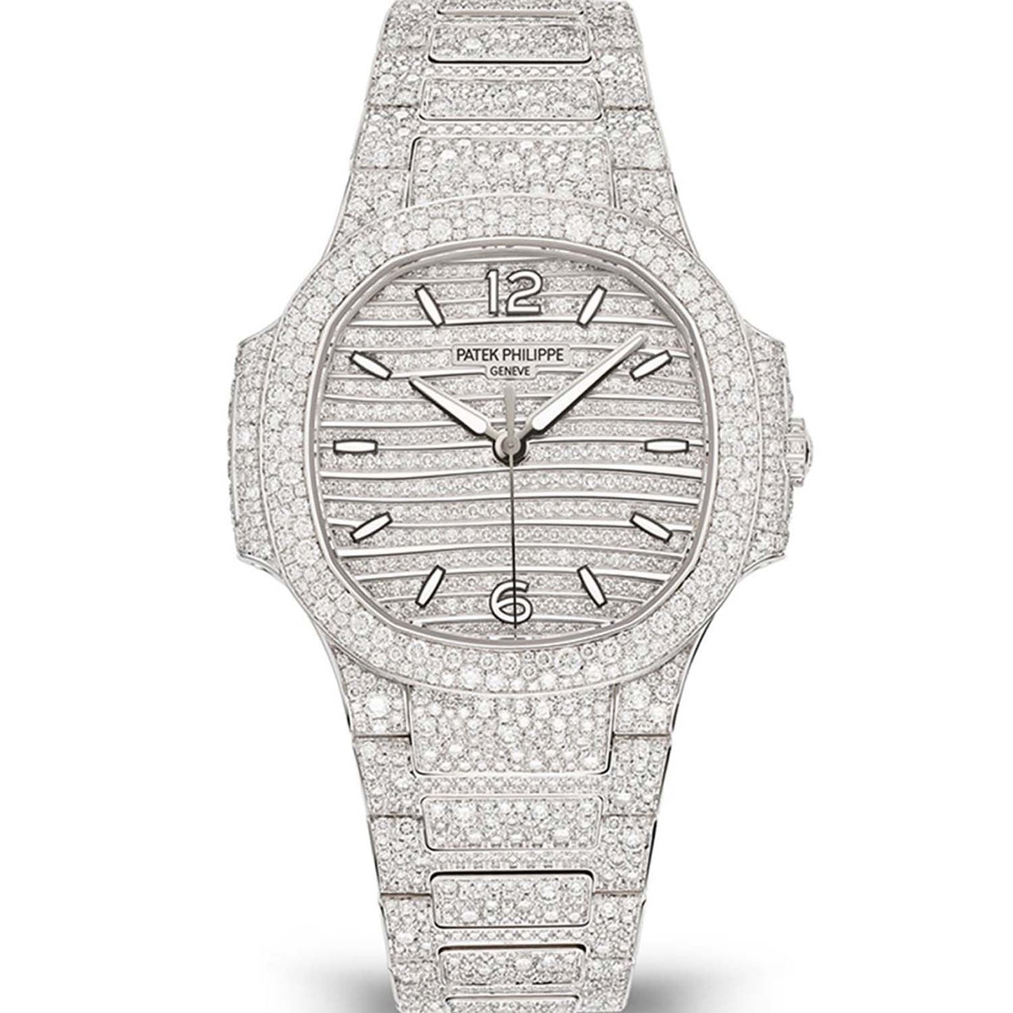 Patek Philippe Nautilus Ladies Automatic White Gold Diamond Pave 7118/1450G-001