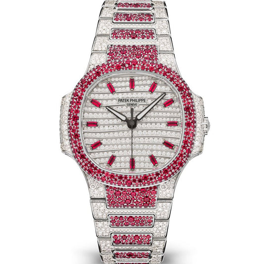 Patek Philippe Nautilus White Gold Diamond Pave with Sapphires 7118/1452G