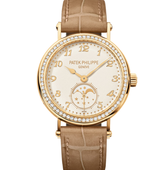 Patek Philippe 7121J-001 Complications Moonphase 33mm Grained Silvery-White Dial Yellow Gold