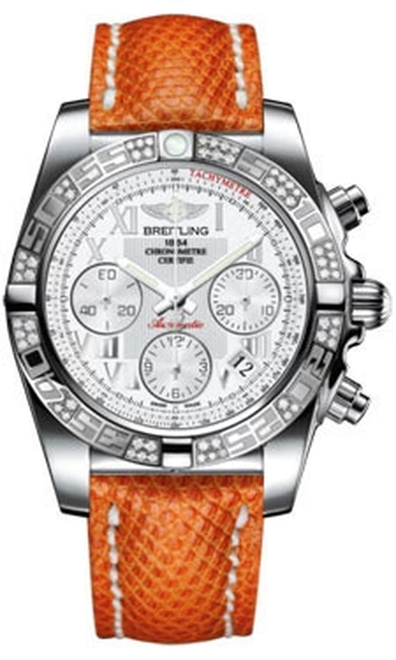 '- Chronomat 41 Steel Diamond Bezel - Lizard Strap