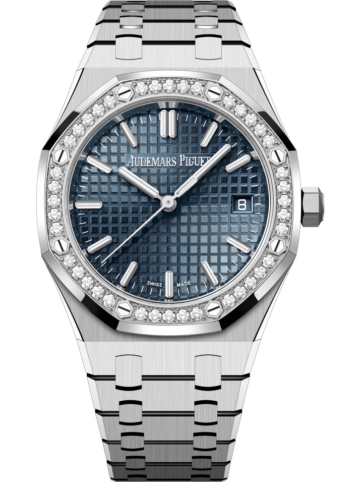 Audemars Piguet Royal Oak 34mm Stainless Steel Blue Dial Diamond Bezel 77451ST.ZZ.1361ST.04