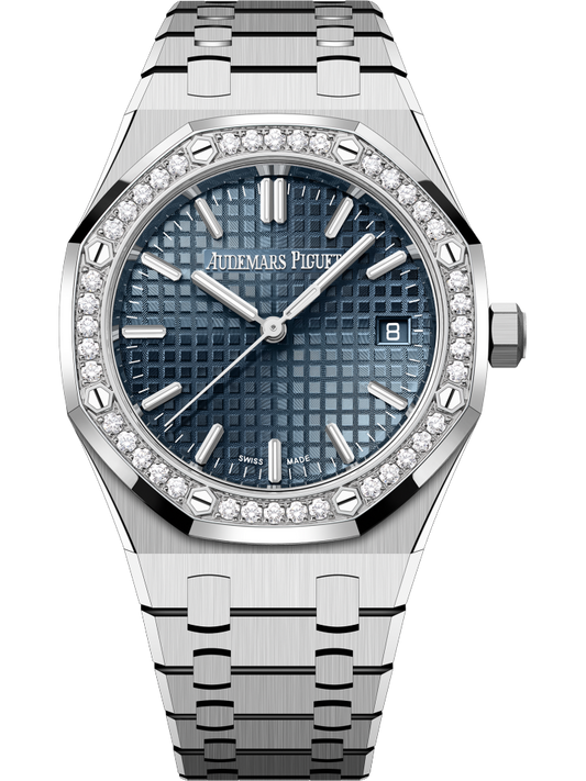 Audemars Piguet Royal Oak 34mm Stainless Steel Blue Dial Diamond Bezel 77451ST.ZZ.1361ST.04