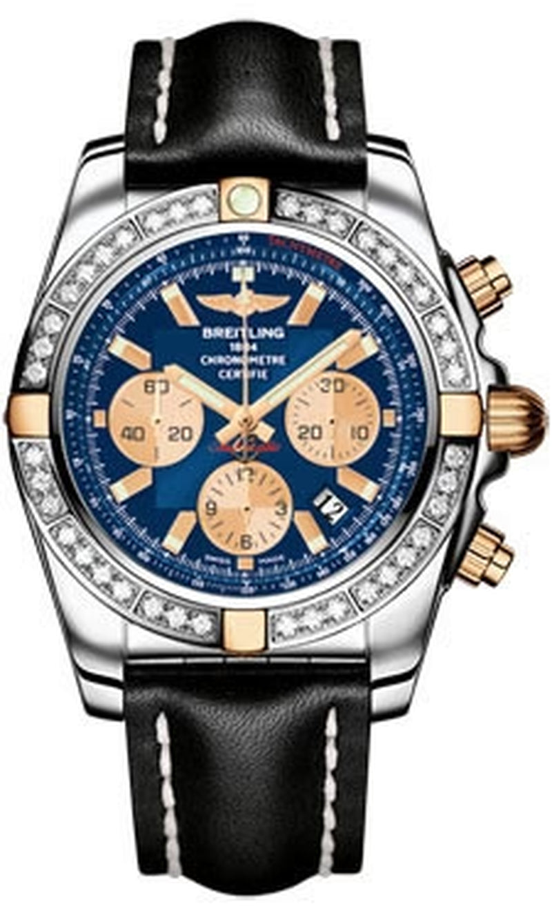 '- Chronomat 44 Two-Tone 40 Diamond Bezel - Leather Strap
