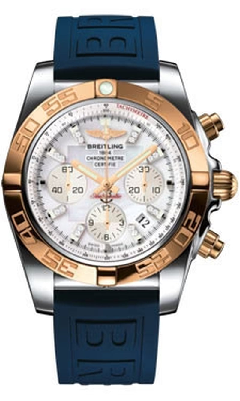 '- Chronomat 44 Steel and Rose Gold Polished Bezel - Diver Pro III Strap