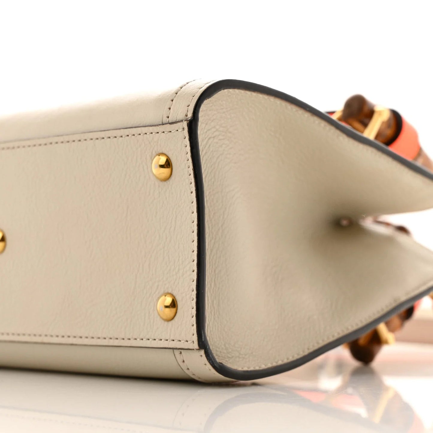 Wonka Mini Diana Tote Bag in Mystic White and Orange Fluo Calfskin