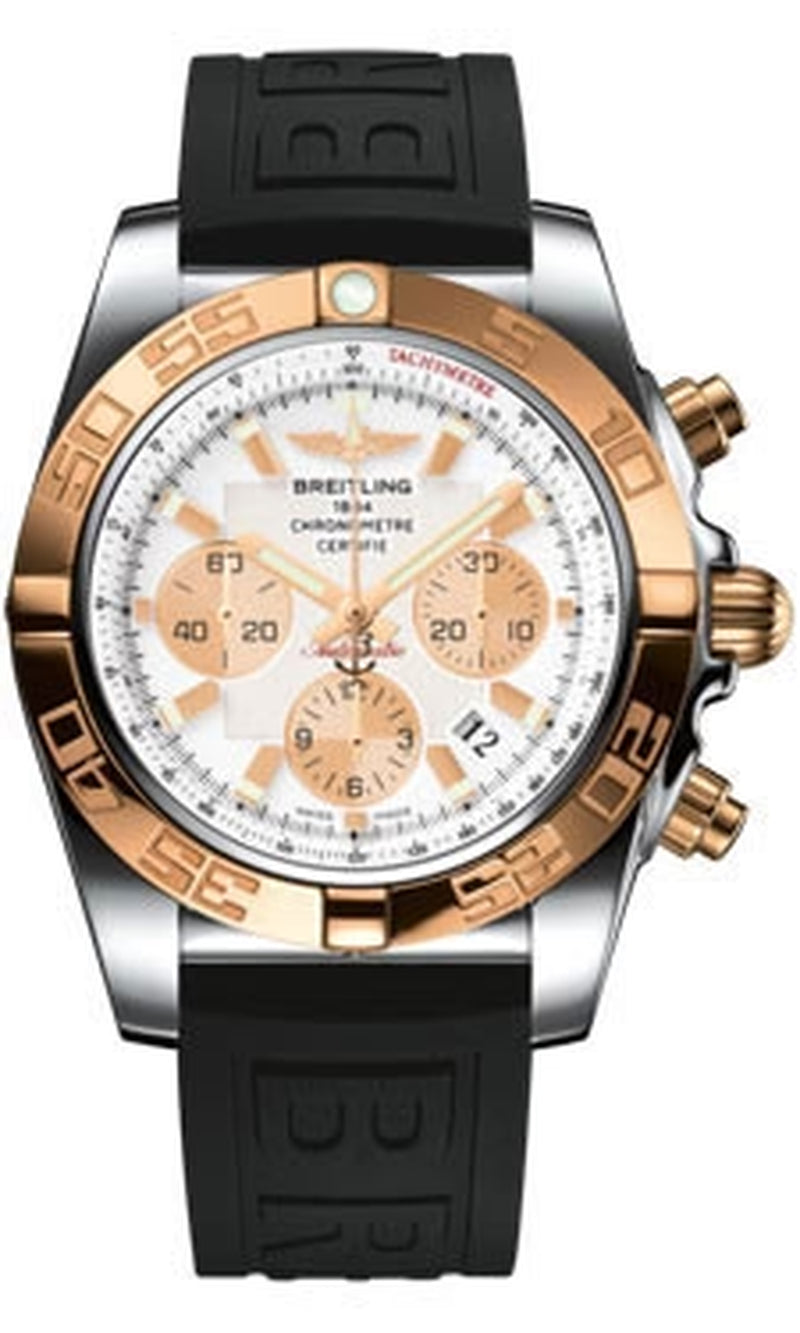 '- Chronomat 44 Steel and Rose Gold Polished Bezel - Diver Pro III Strap