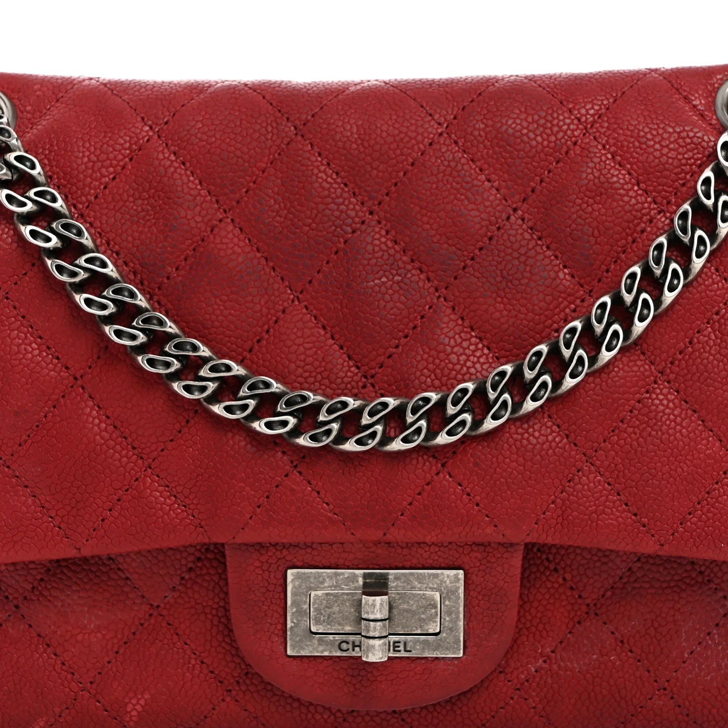 Washed Caviar Quilted 2.55 Reissue 225 Bijoux Chain Flap Red
