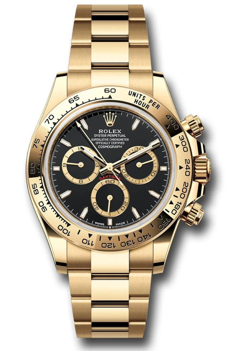 Yellow Gold Black Index Dial Daytona Oyster Bracelet 126508