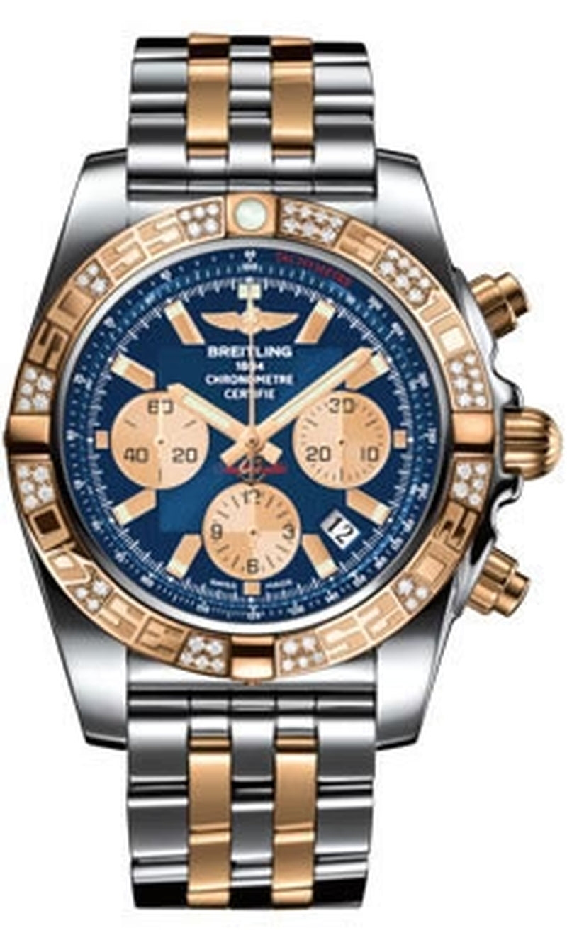 '- Chronomat 44 Steel and Rose Gold 60 Diamond Bezel - Pilot Bracelet - Two-Tone