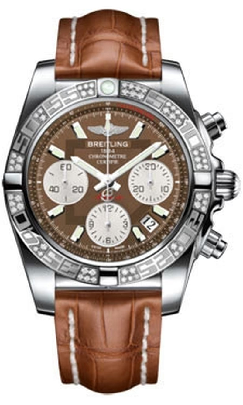 '- Chronomat 41 Steel Diamond Bezel - Croco Strap