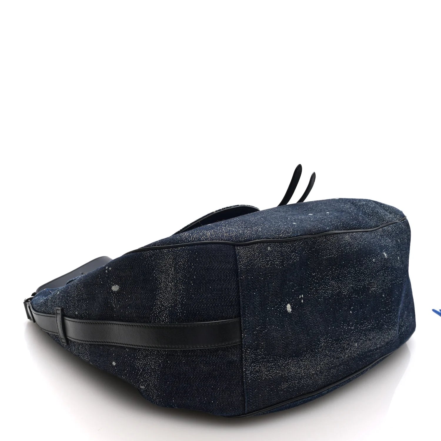 X PETER DOIG Denim Printed Saddle Soft Bag Black Multicolor