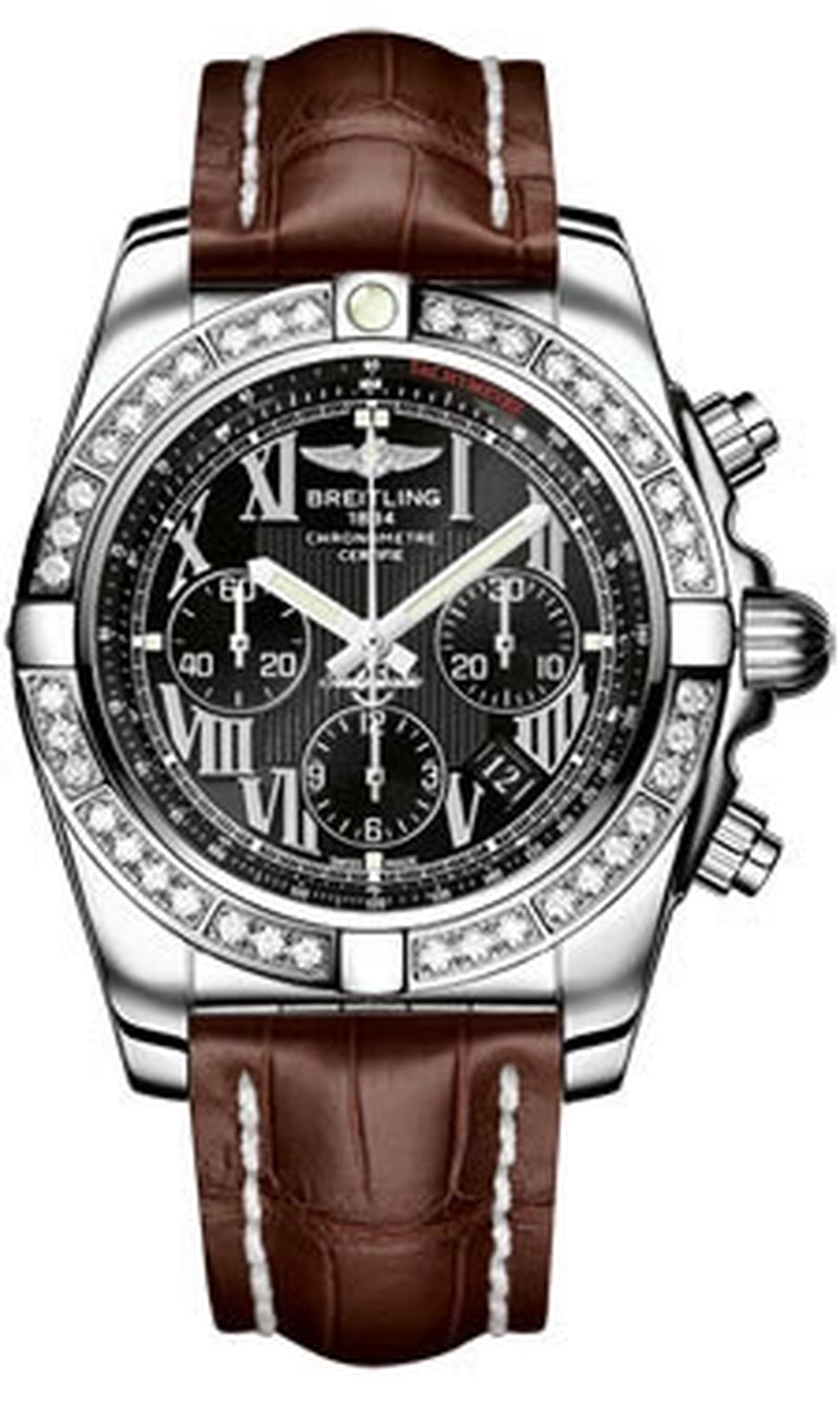 '- Chronomat 44 Steel 40 Diamond Bezel - Croco Strap