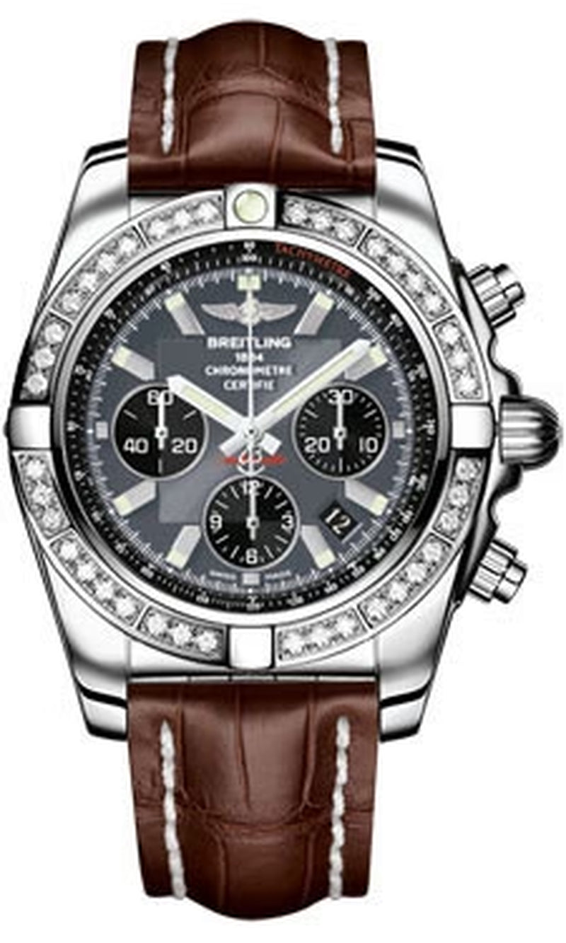 '- Chronomat 44 Steel 40 Diamond Bezel - Croco Strap