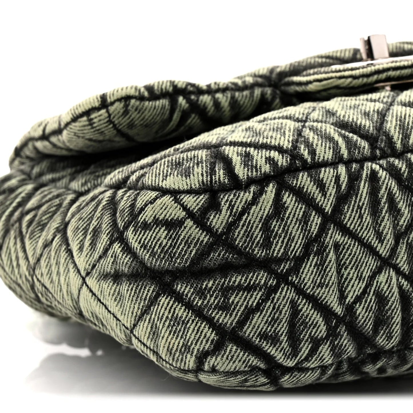 Washed Denim Quilted Small Denimpression Flap Green Black