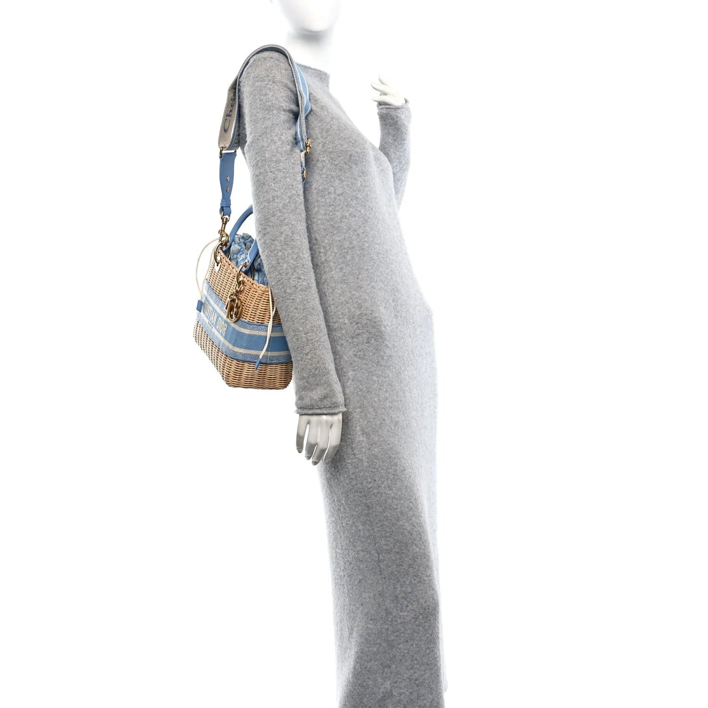 Wicker Oblique Medium Lady Dior Bag Cornflower Blue