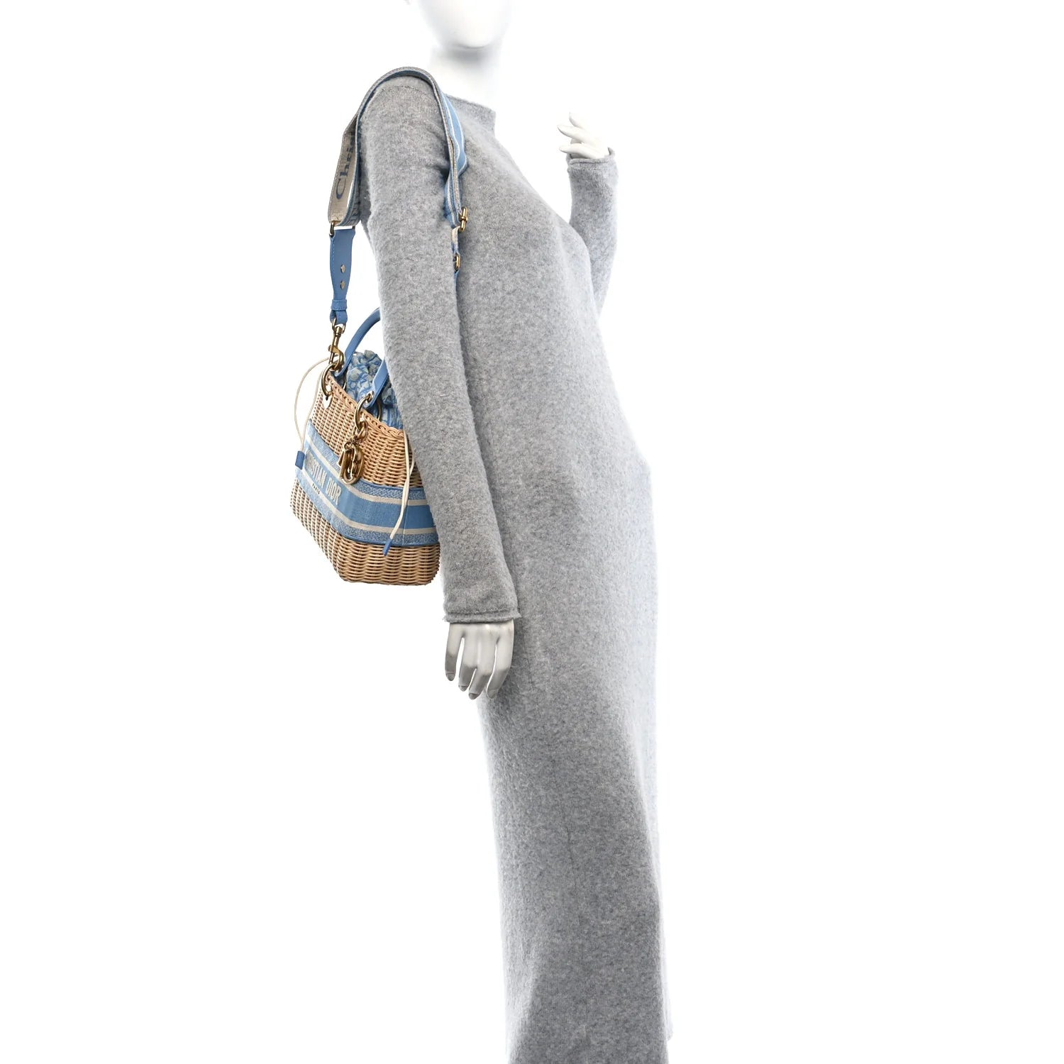 Wicker Oblique Medium Lady Dior Bag Cornflower Blue