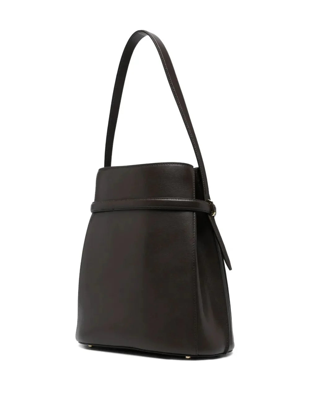 "BELTED LEATHER" BUCKET BAG