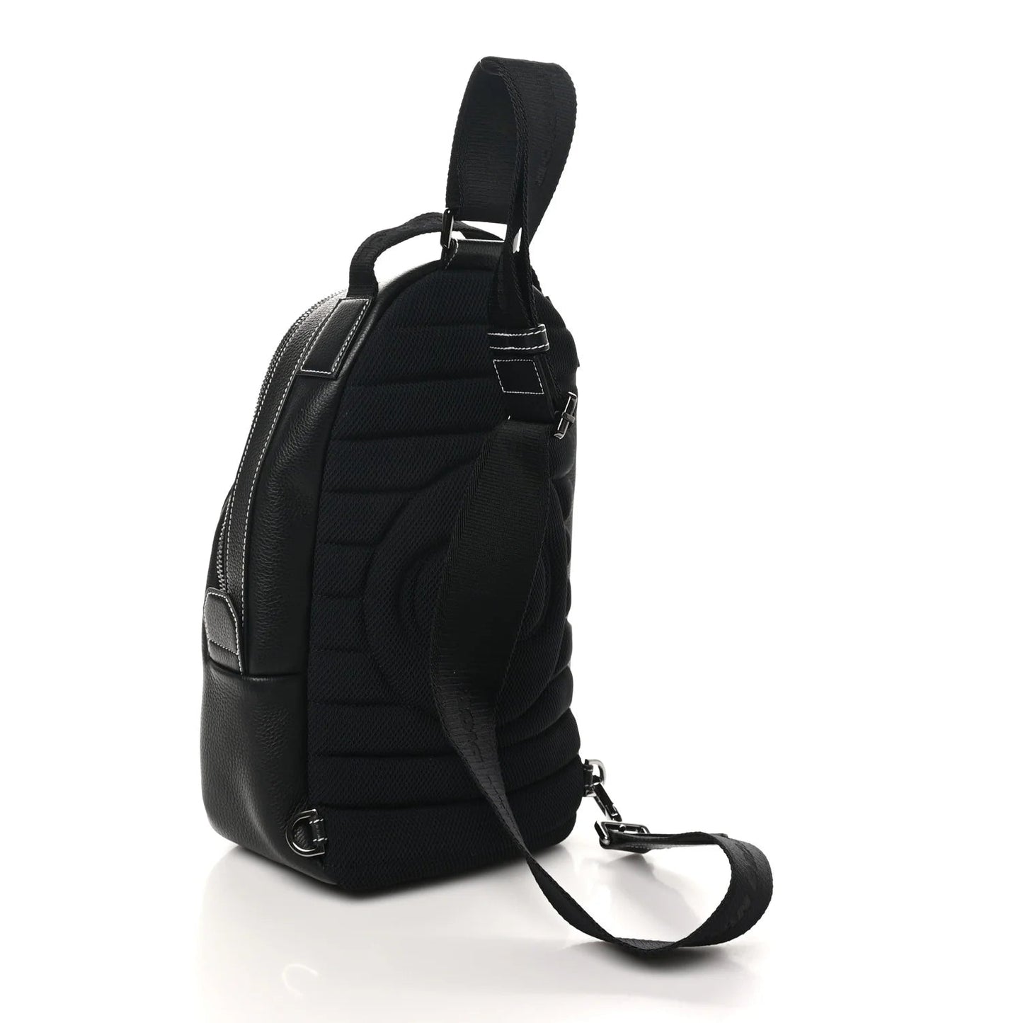 X PETER DOIG Grained Calfskin Slingbag Backpack Black