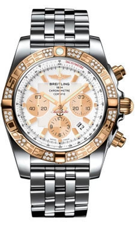 '- Chronomat 44 Steel and Rose Gold 60 Diamond Bezel - Pilot Bracelet - Steel