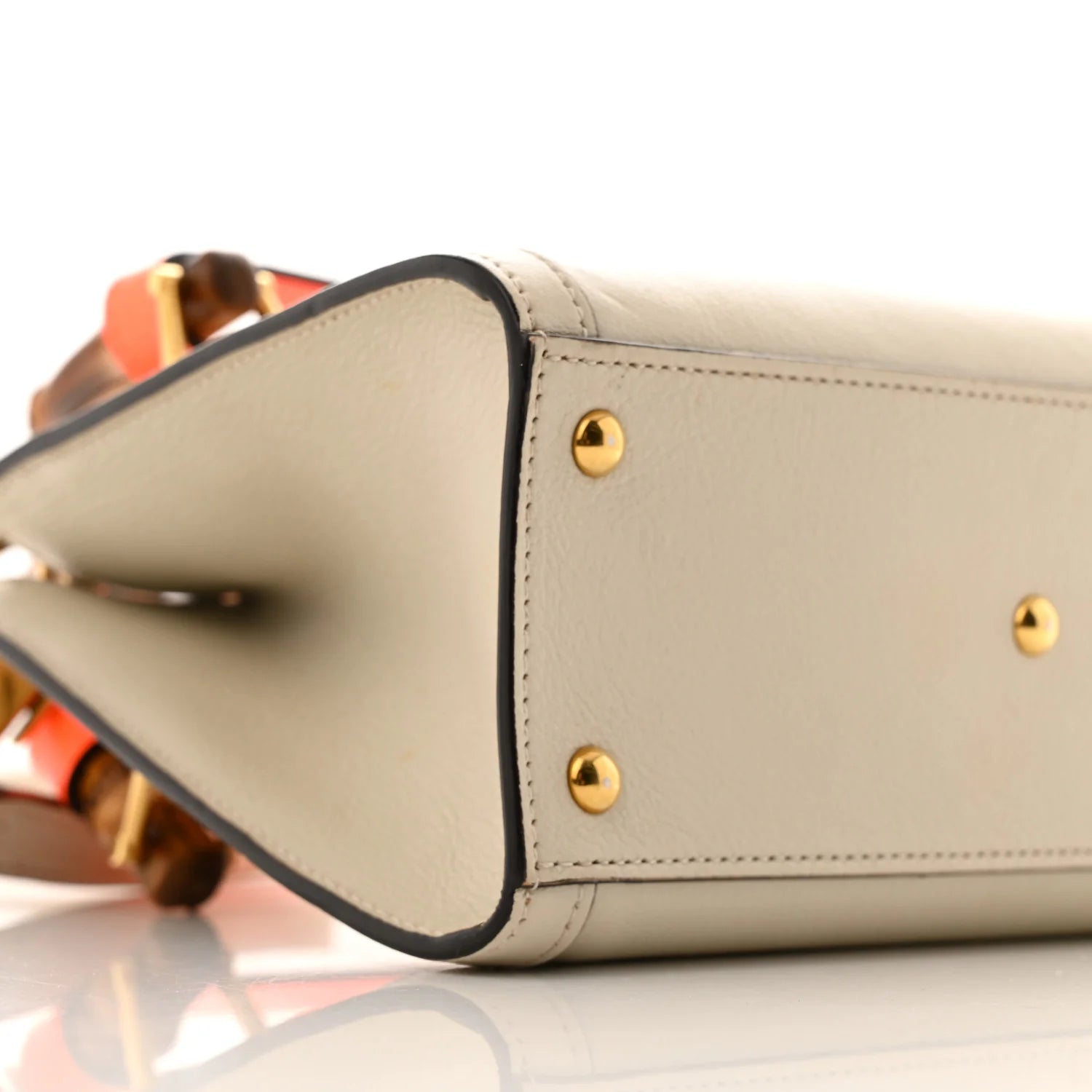 Wonka Mini Diana Tote Bag in Mystic White and Orange Fluo Calfskin