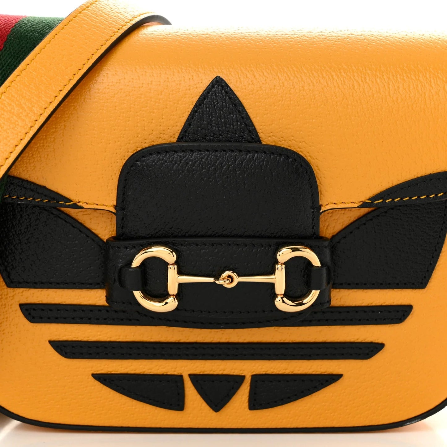 X adidas Textured Dollar Calfskin Web Trefoil Mini Horsebit 1955 Shoulder Bag Crop Black