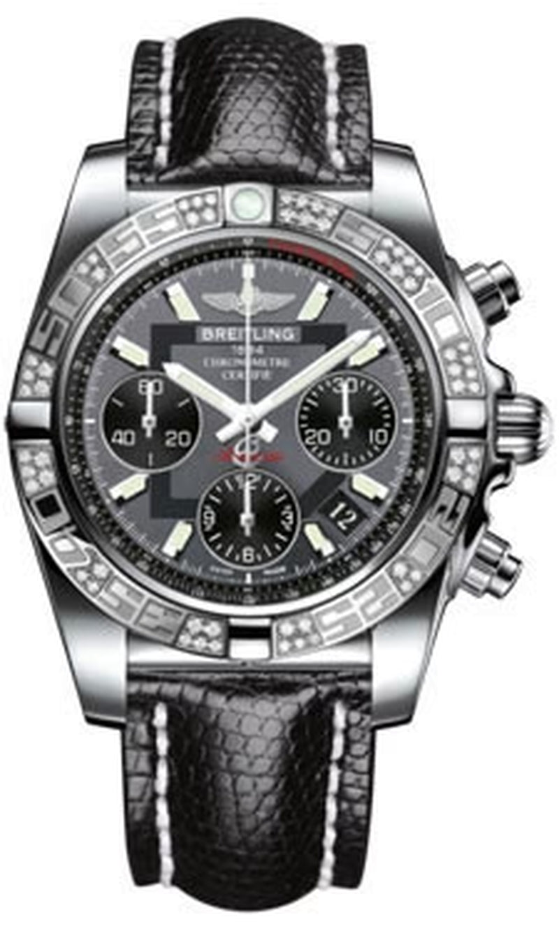 '- Chronomat 41 Steel Diamond Bezel - Lizard Strap