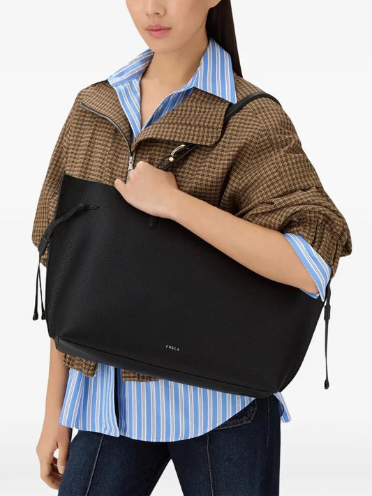 " AVA" CALF LEATHER LARGE TOTE with ZIP BAG